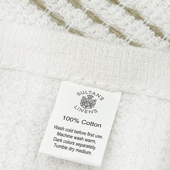 Sultan's Linens 5 PC Kitchen Towel, Dishcloth & Scrubber Set in White & Brown - Picture 5 of 5